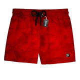 Short Praia Masculino Vermelho Estampado Mauricinho 0021