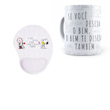 Kit Caneca E Mouse Pad Ergonômico Com Apoio De Pulso Snoopy