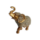 Elefante Pequeno Resina Dourado Sabedoria Sorte Glitter 10cm