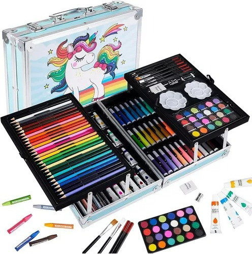 Set De Arte 145pc Maleta Lápiz Plumones Pintura Para Dibujar