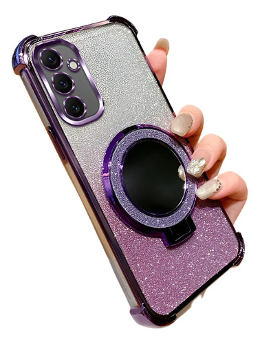 Esquinas Reforzadas Funda De Moda Brillo Brillante Case Para Samsung Galaxy A17, With Espejo Soporte