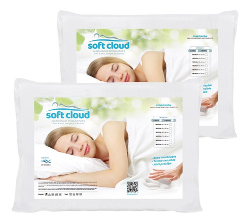 2 Almohadas 60x35x13 Inteligente Viscolastica - (sin Funda)