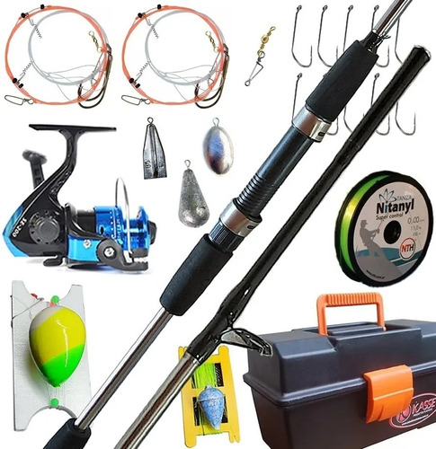 Combo Pesca Completo Para Niños De Calidad Caña Reel Caja ++