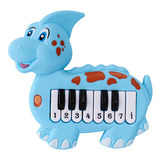 Teclado Infantil Musical Piano Dinossauro Bebê Didático Azul