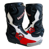 Bota Moto R Negra Bco Rojo Motociclista Moto Motociclismo