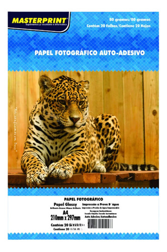 Papel Foto Adesivo 100 Folhas A4 Glossy 80g - Masterprint