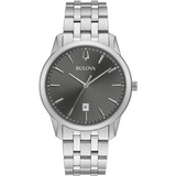 Relógio Bulova Masculino Classic 96b341 Cor Da Correia Prateado Cor Do Bisel Prateado Cor Do Fundo Cinza