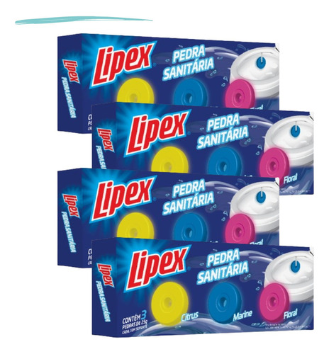 Pedra Sanitária Detergente Banheiro Lipex Kit C/ 12 Unidades