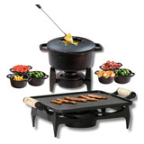 Fondue 1,7 L + 6 Malgas + Rechaud Chapa De Ferro Fundido