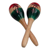 Maracas De Madera Tri-color, 16 Cm De Largo (par)