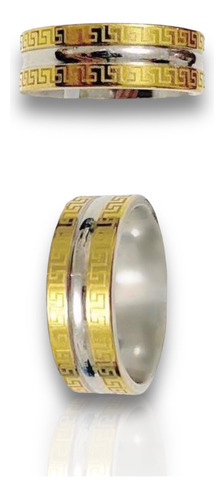 Anillo Versace Griego Acero Dorado