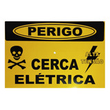 10 Placa Advertência: Perigo Cerca Elétrica Alumínio