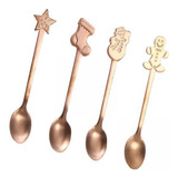 4 Cucharas De Navidad De Metal Cubiertos De Fiesta Rosa Rosa