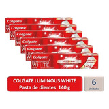 6 Pasta Dientes Colgate Luminous White 140 Gr