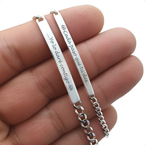 Pulseras Esclavas Pareja En Plata 925 Personalizadas 