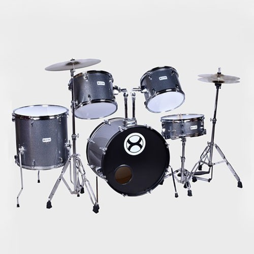 Bateria Extreme 5 Piezas Gris Sparkle Exbt079 Con Banco