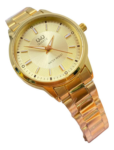 Reloj Para Mujer Dorado Qyq  Pulso Acero Original Sumergible