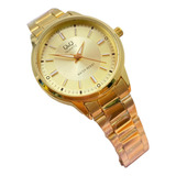 Reloj Para Mujer Dorado Qyq  Pulso Acero Original Sumergible