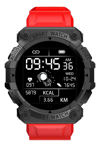 Smartwatch Reloj Inteligente Ruffo Rf-fd68 Deportivo Rojo N Color De La Caja Negro Color Del Bisel Negro
