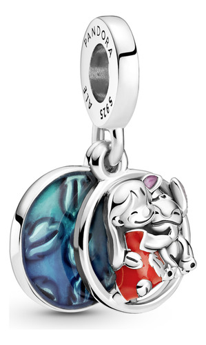 Charm Colgante Familia Lilo Y Stitch De Disney Color Plata