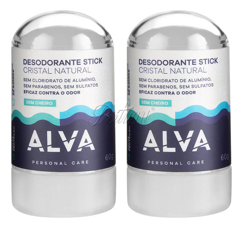 Desodorante Crystal Natural Pedra Stick Alva 60g - Mini 2 Un