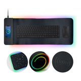 Mousepad Gamer Led Rgb Usb 80x30cm Cargador Inalámbrico