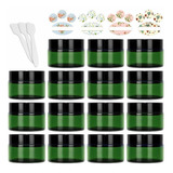 Paquete De 15 Tarros De Vidrio Verde De 1.0 fl Onzas Con Tap