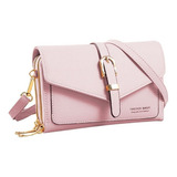 Bolsa Carteira Feminina Porta Celular Transversal Fivela Cor Rosa