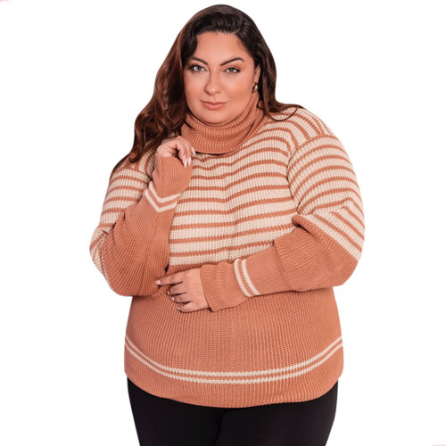 Blusa De Lã Feminina Plus Size Grossa Inverno Europeu Tricot