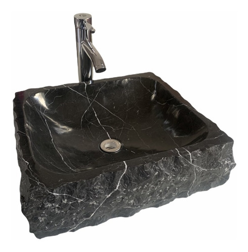 Lavabo Ovalin Rustico De Mármol Nat 42x38cm, Negro Monterrey