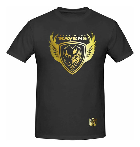 Playera Modelo 4 Baltimore Ravens Gold Estampado Metálico