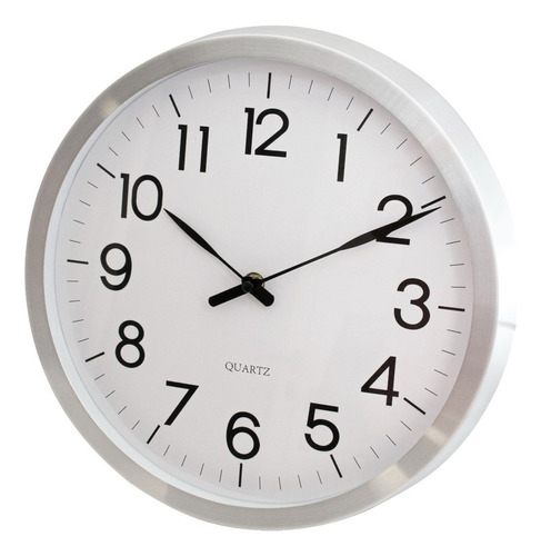 Reloj De Pared Quartz Silver White 30 Cm Fondo Blanco