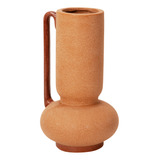Vaso Minimalista Alça Cilíndrico Barroso Flores Haste Grande Cor Vaso Cerâmica Marrom