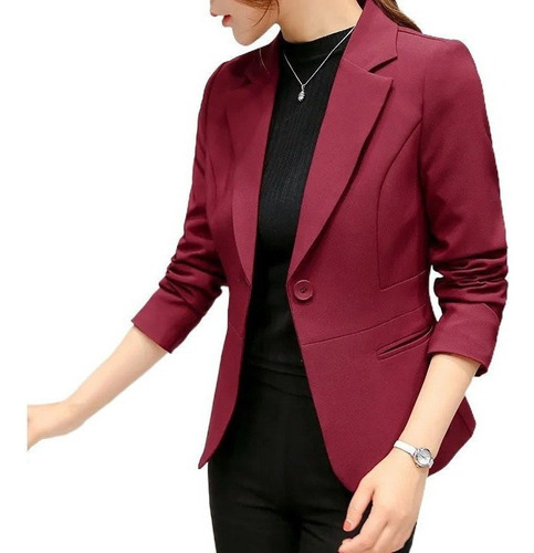 Blazer Mujer Moda Casual Color Sólido Manga Larga