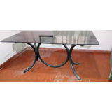 Juego De Comedor Mesa Vidrio 80 X 1,60 Y 6 Sillas De Caño