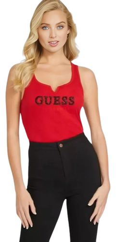 Guess Blusa Dama Estilo Sebas Tank Roja Grande