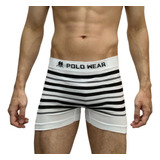 Kit 12 Cueca Boxer Sem Costura Masculina Polo Wear Listradas