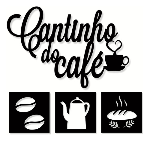 Kit Cantinho Do Café 4 Peças 30cm Cozinha Decoração Mdf 3mm
