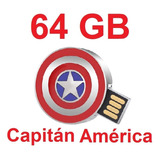 Memoria Usb Metálico Marvel Avengers Escudo Capitán América