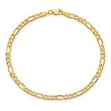 Pulsera Figaro Estilo 3x1 Oro 14k Kilates 18cm 3.5mm Italy