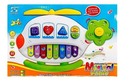 Piano Musical Forma Helicoptero Juguete Didáctico Para Niños Color Multicolor 1.5v