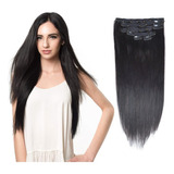 2024 Clip Tic Tac En Cabello Humano Natural Negro 50cm 70g