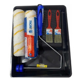 Kit Pintura De Parede Rolo Lã Anti Respingo E Pinceis 6 Pç