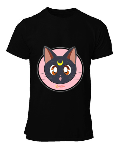 Playera Negra Gata Luna Sailor Moon Luna Cat Flamas