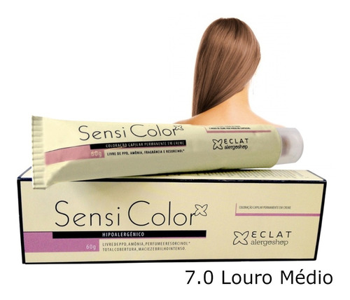 Tinta Para Cabelo Alergoshop Sensi Color Hipoalergênica Cores 7.0 Louro Médio