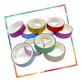 Set 10 Washi Tape Cinta Adhesiva Glitter Colores Brillantes 