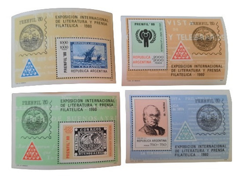 Argentina 1980 Gj Hb 38/41 Mint 4 Blocks - Exp Lit Y Prensa