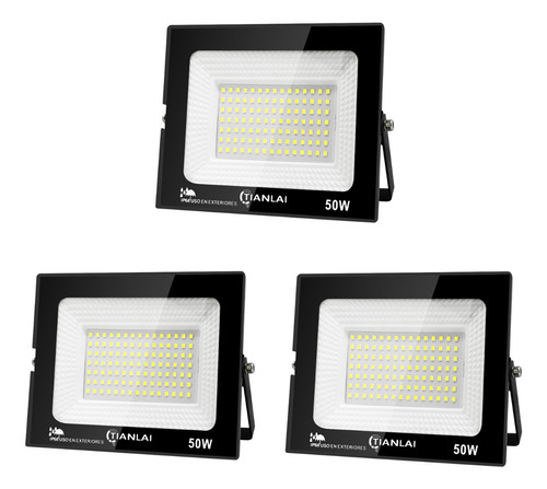 Reflector Led Tianlai 50w Exterior Lámpara Jardin Led-3 Pzs