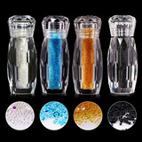 4 Botellas Micro Pixie Beads Grava Cristales De Uñas Para Uñ