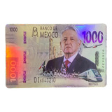 Sticker Holografico Billete Amlo P/tarjeta Del Metro 10pz